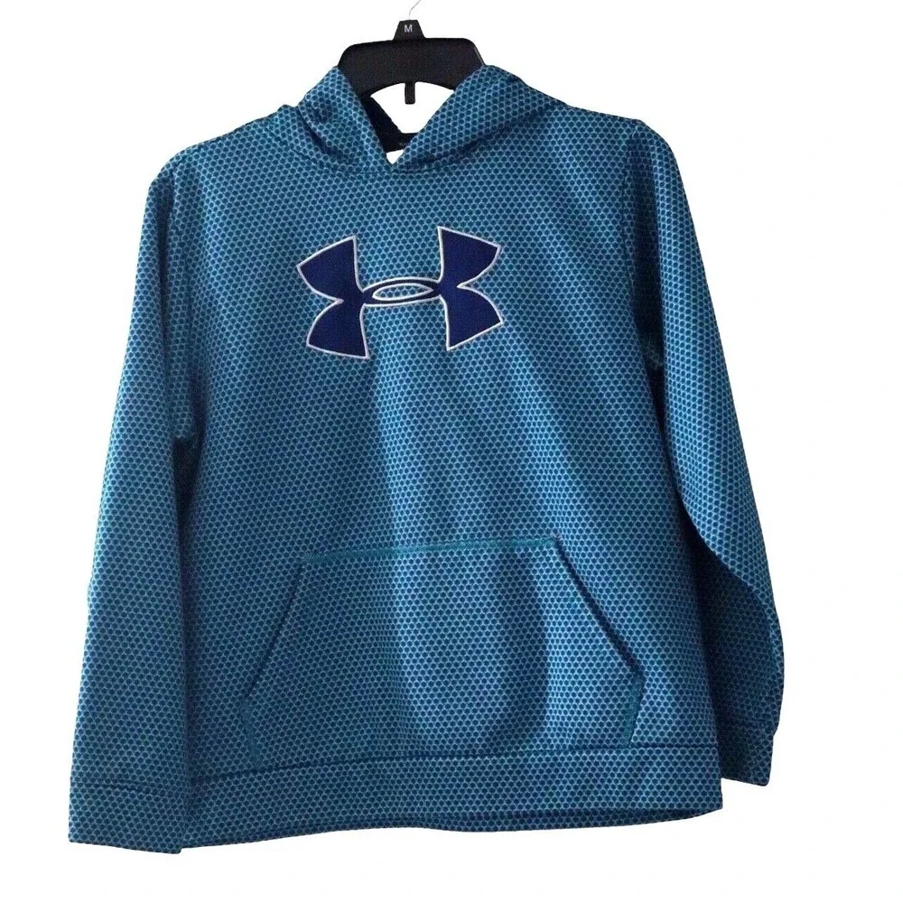 UNDER ARMOUR Youth Sz L Loose Sweatshirt Outdoor‎ Sports Geometric Blue Hoodie